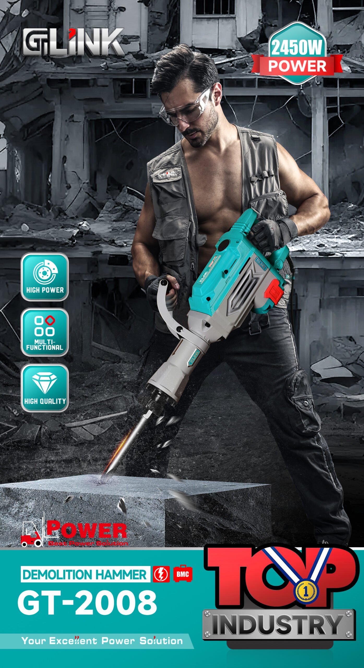 DEMOLITION HAMMER GT-2008 30MM 16KG GT-LINK
