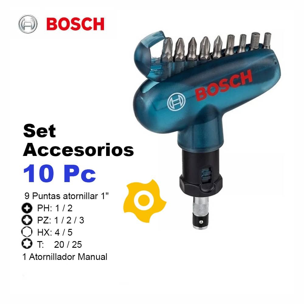 10-piece Bosch “Pocket” screwdriver bit set with manual Bosch 2607017413
