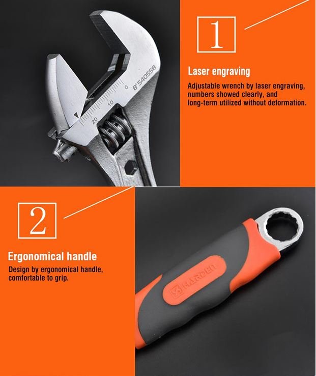 10" Pro Adjustable Wrench 540560 Harden