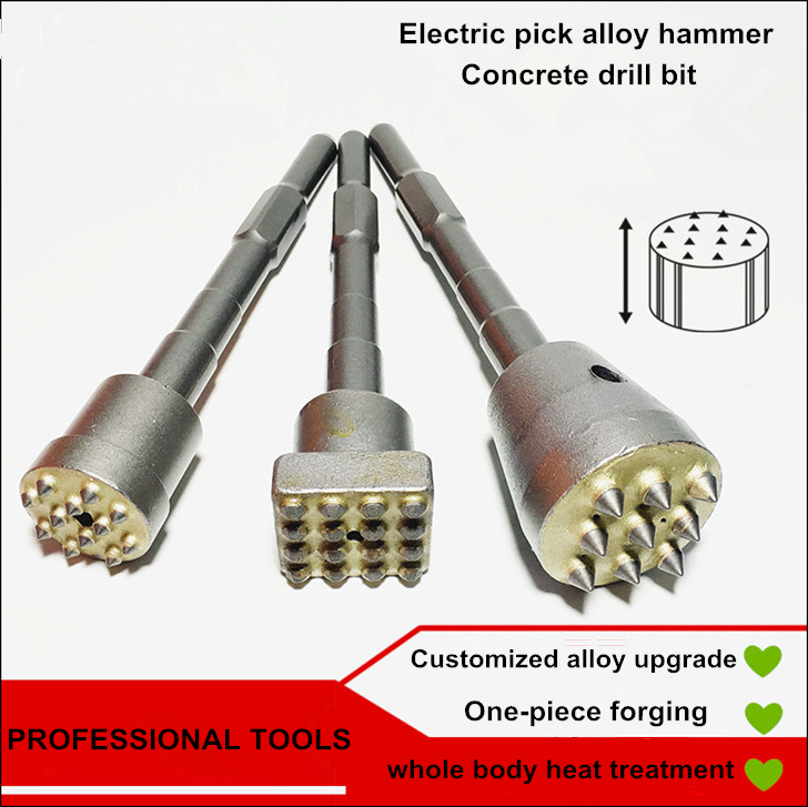 CHIPPING HAMMER HEAD 16-BUTTON FOR ROTARY HAMMER, CHIPPING TOOL FOR CONCRETE WITH SDS PLUS OR HEX ADAPTER