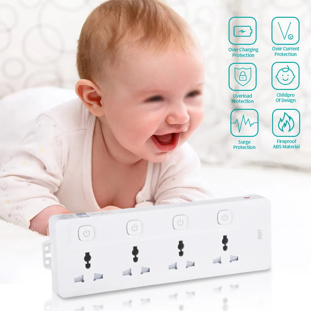 Extension Cord 4-Way 4-Switch ST-4028