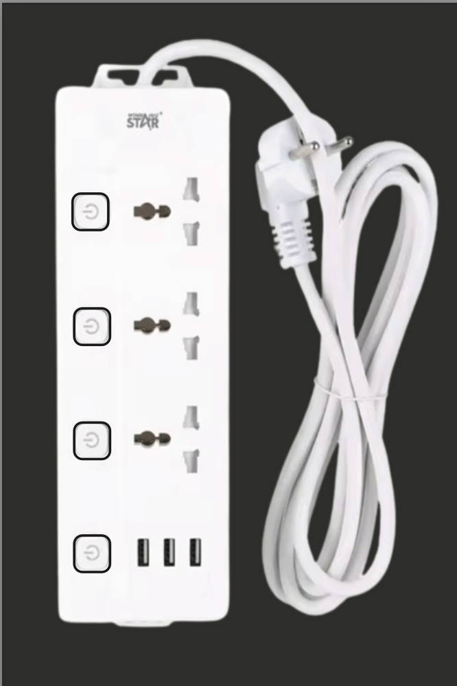 Extension Cord 3-Way 4-Switch 3-USB ST-4029