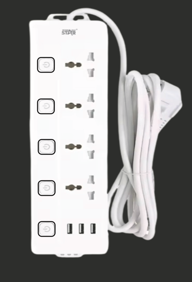 Extension Cord 4-Way 5-Switch 3-USB ST-4032